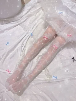 Sheer Ribbon Nylon Thigh Highs