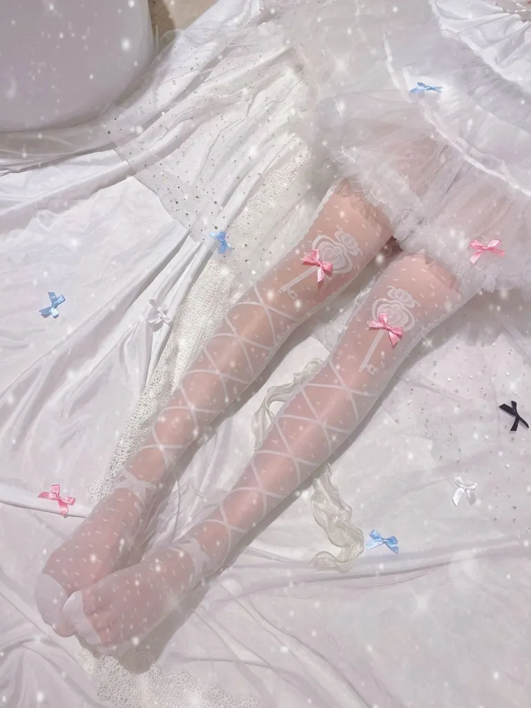 Sheer Ribbon Nylon Thigh Highs