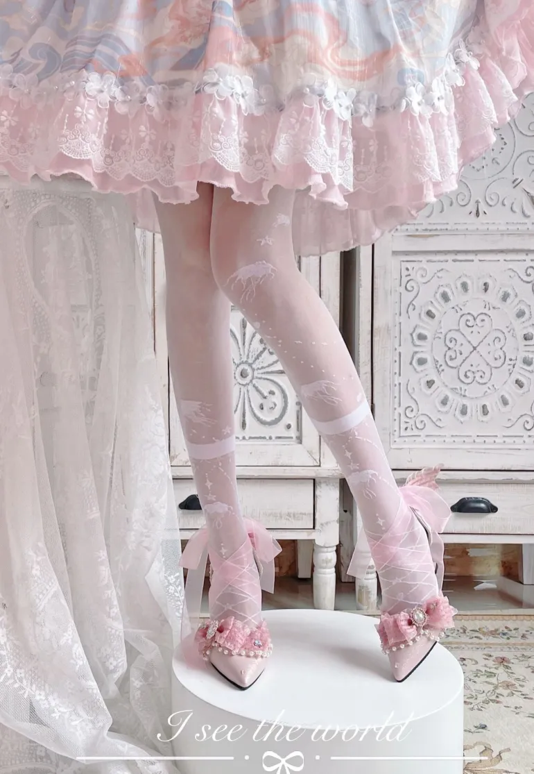 Sheer Ribbon Nylon Thigh Highs