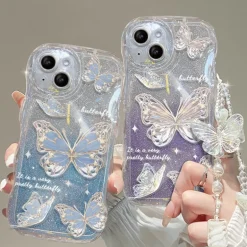 Shimmering Butterfly iPhone Case & Chain