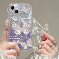 Shimmering Butterfly iPhone Case & Chain