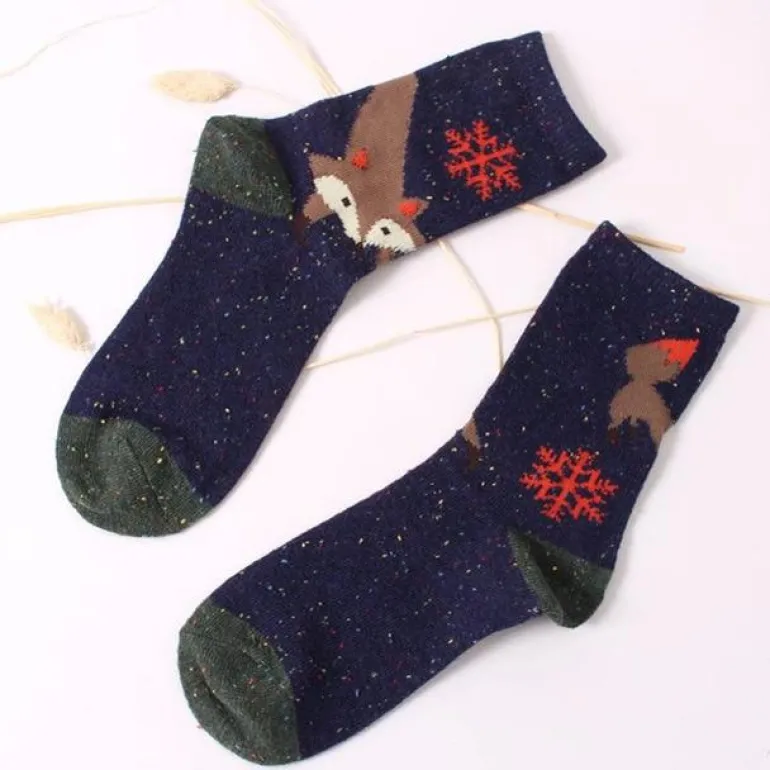 Snowy Little Fox Socks