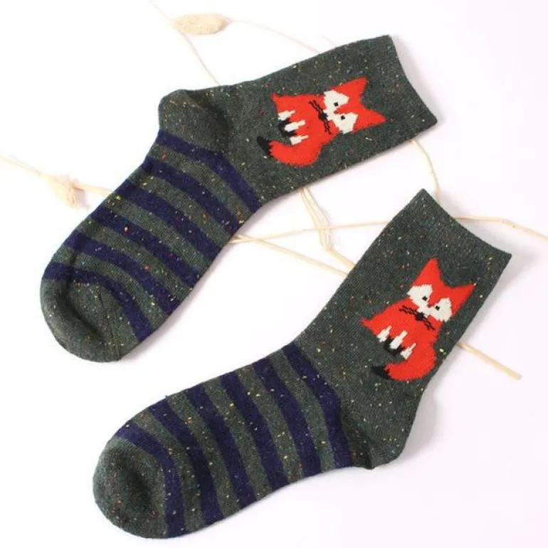Snowy Little Fox Socks