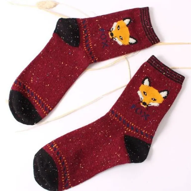 Snowy Little Fox Socks
