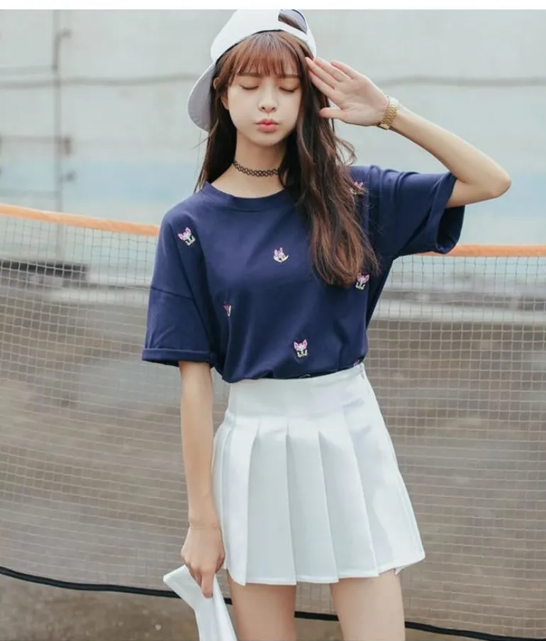 Solid Color Pleated Skirt