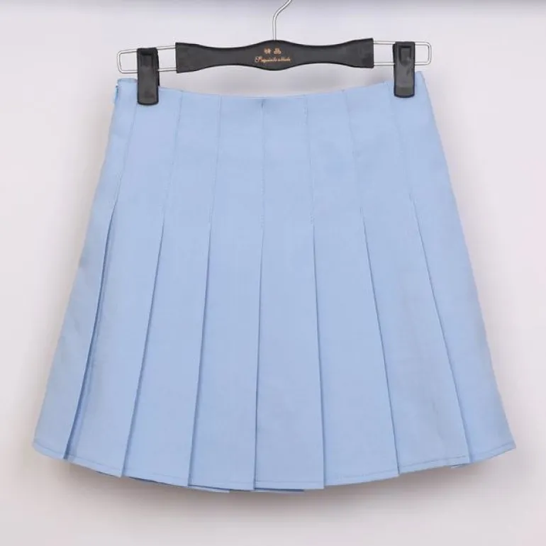 Solid Color Pleated Skirt