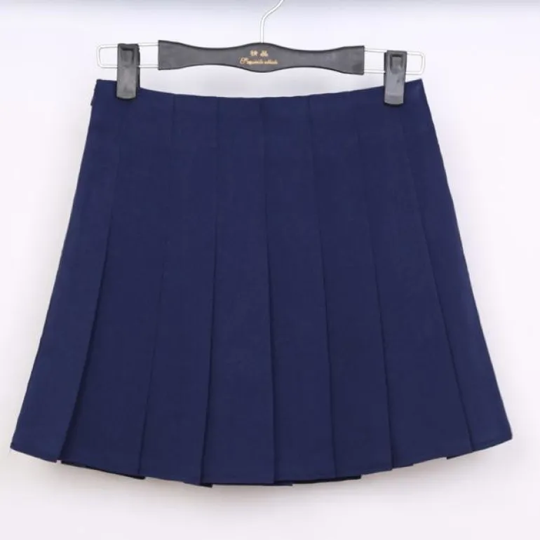 Solid Color Pleated Skirt