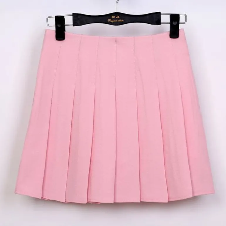 Solid Color Pleated Skirt