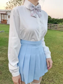 Solid Color Pleated Skirt