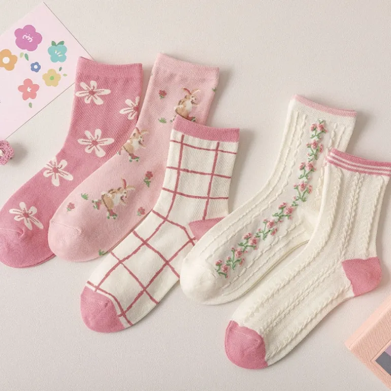 Spring Pink Floral Socks