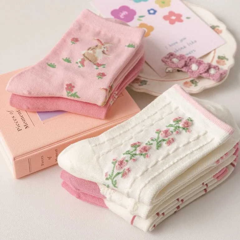 Spring Pink Floral Socks