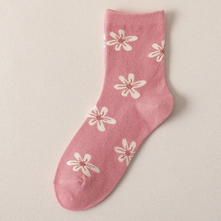 Spring Pink Floral Socks