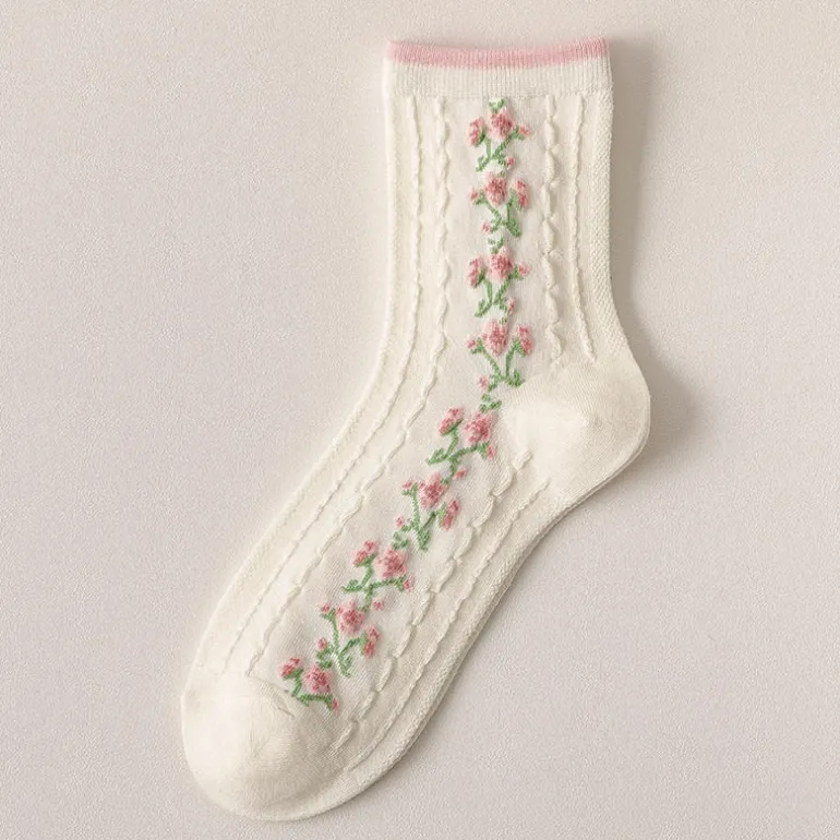 Spring Pink Floral Socks