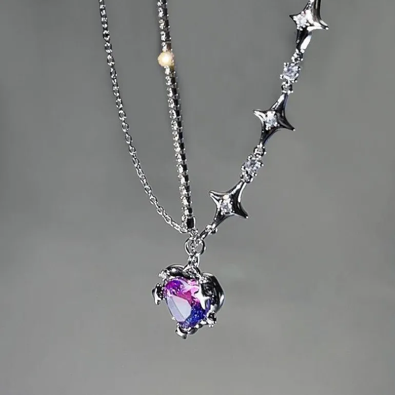 Starry Love Crystal Dangle Necklace