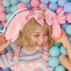 Strawbunny Ear Plush Headband
