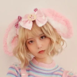 Strawbunny Ear Plush Headband