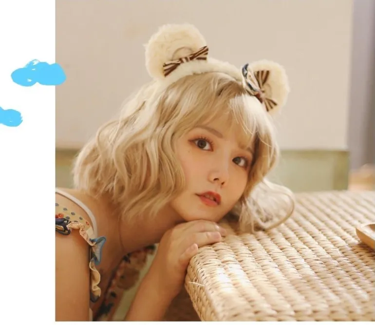 Strawbunny Ear Plush Headband