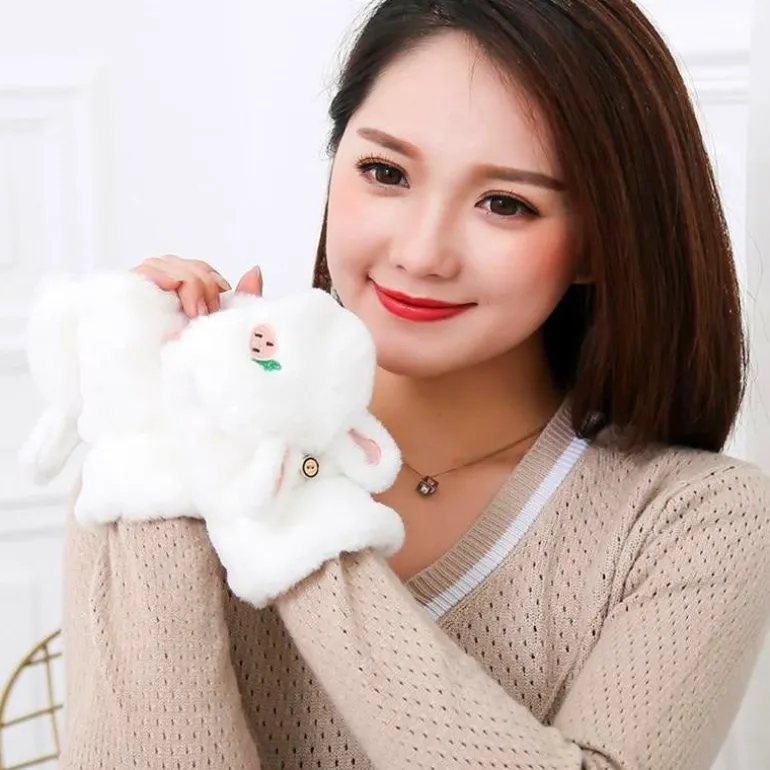 Strawbunny Plush Mittens