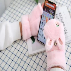 Strawbunny Plush Mittens