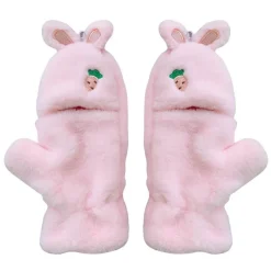 Strawbunny Plush Mittens
