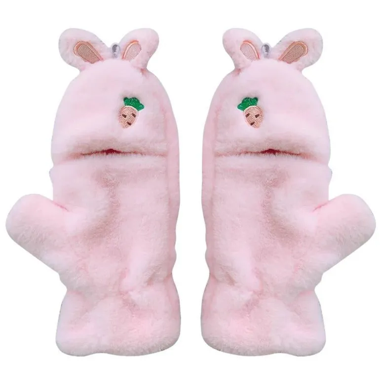 Strawbunny Plush Mittens