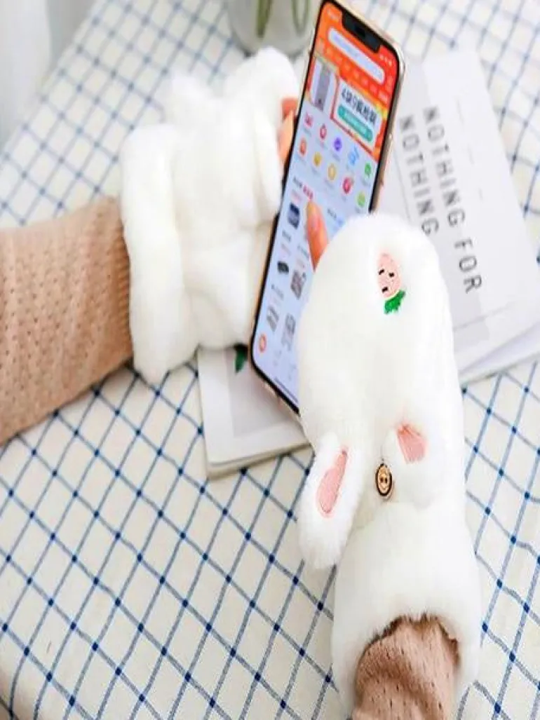 Strawbunny Plush Mittens