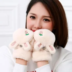 Strawbunny Plush Mittens
