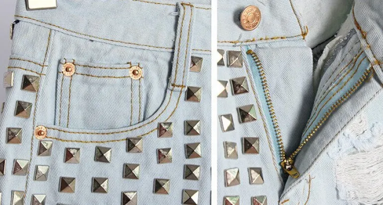 Studded Jean Shorts