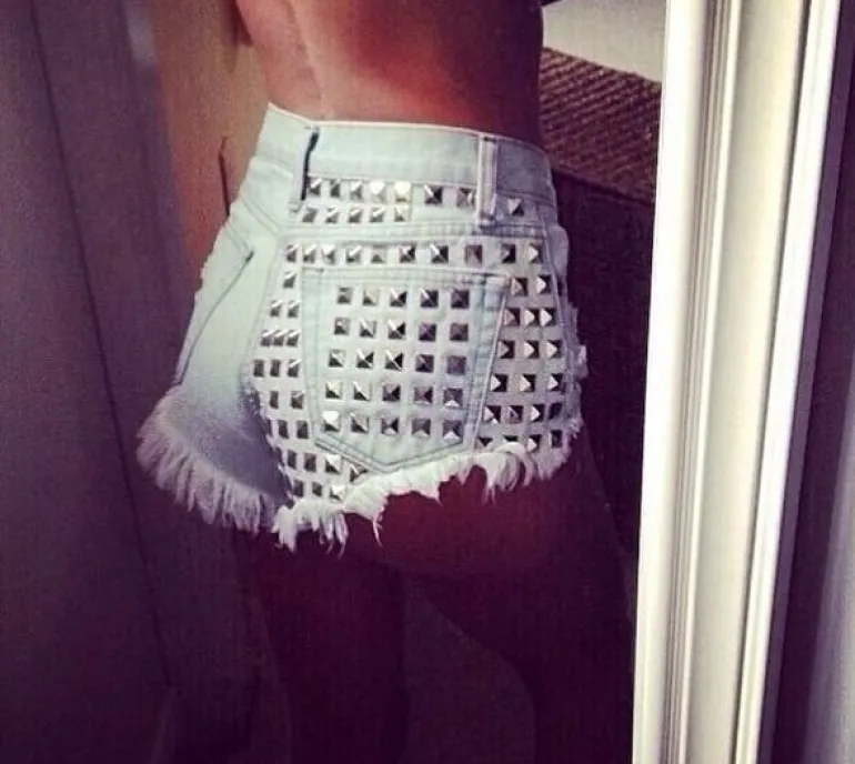 Studded Jean Shorts