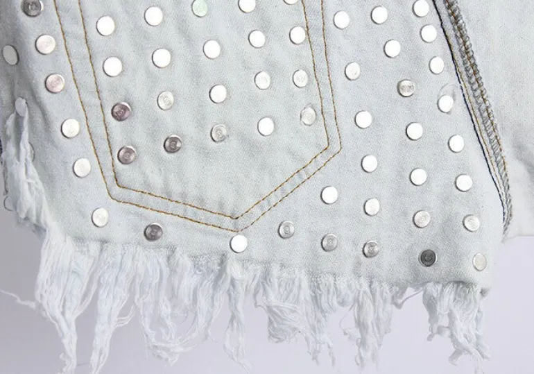 Studded Jean Shorts