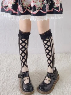 Sweet Satin Ribbon Lace Knee Socks