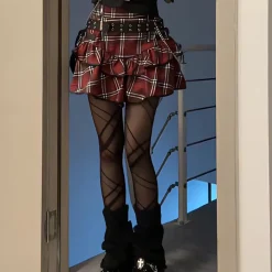 Tartan Red Plaid Goth Skirt