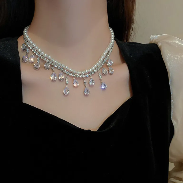 Teardrop Layered Pearl Choker