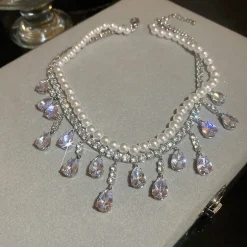 Teardrop Layered Pearl Choker