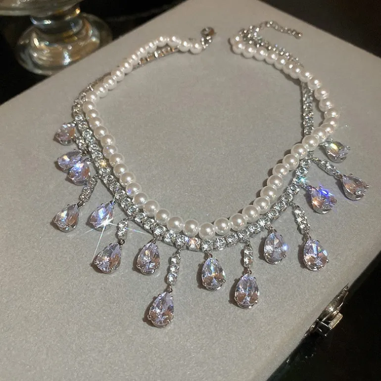 Teardrop Layered Pearl Choker