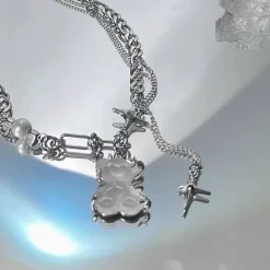 Teddy Bear Goth Chain Necklace