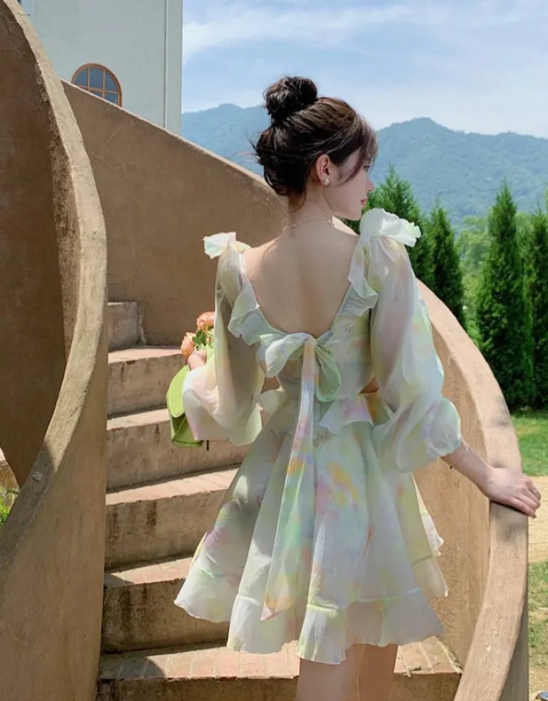 Tie-Dye Fairy Ruffled Dress