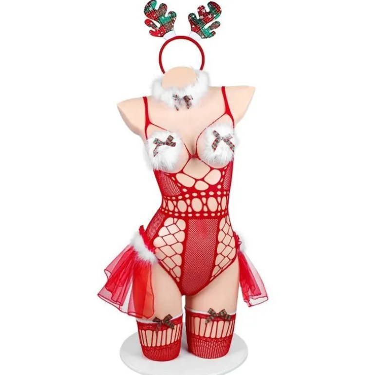 Tiny Reindeer Fishnet Lingerie