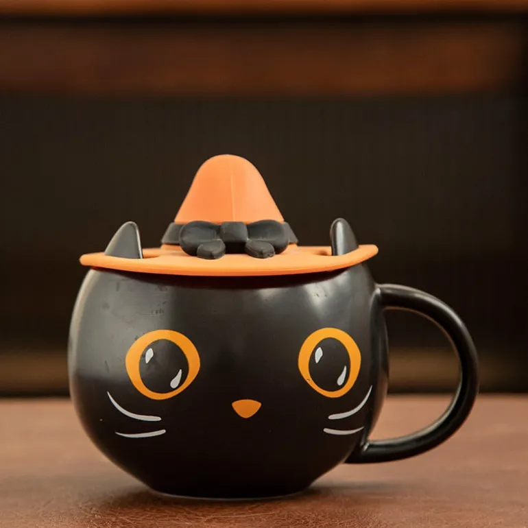 Trick or Treat Black Cat Mug