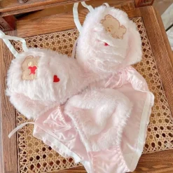 Valentine Fuzzy Bear Lingerie Set