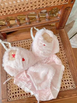 Valentine Fuzzy Bear Lingerie Set