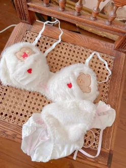 Valentine Fuzzy Bear Lingerie Set