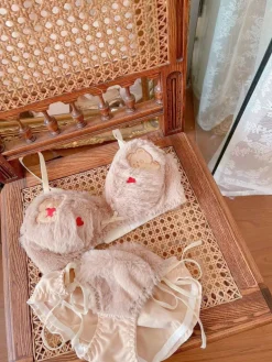 Valentine Fuzzy Bear Lingerie Set