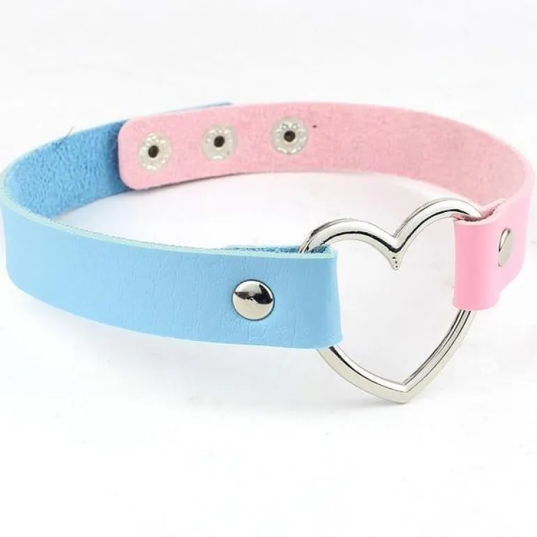 Vegan Leather Heart Collar