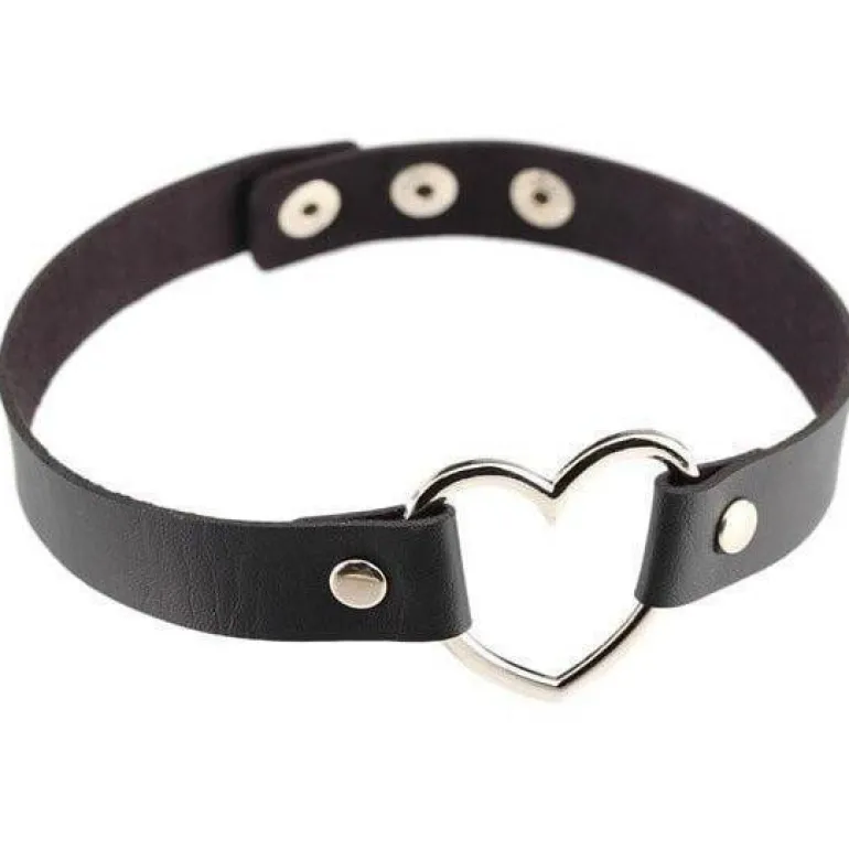 Vegan Leather Heart Collar