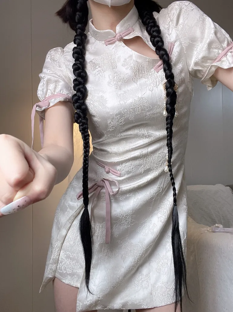 White Cheongsam Dress