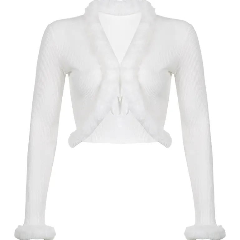 White Fur Trim Cardigan
