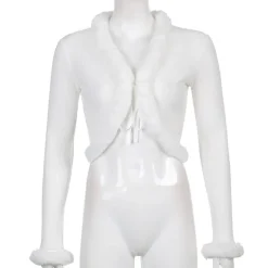 White Fur Trim Cardigan