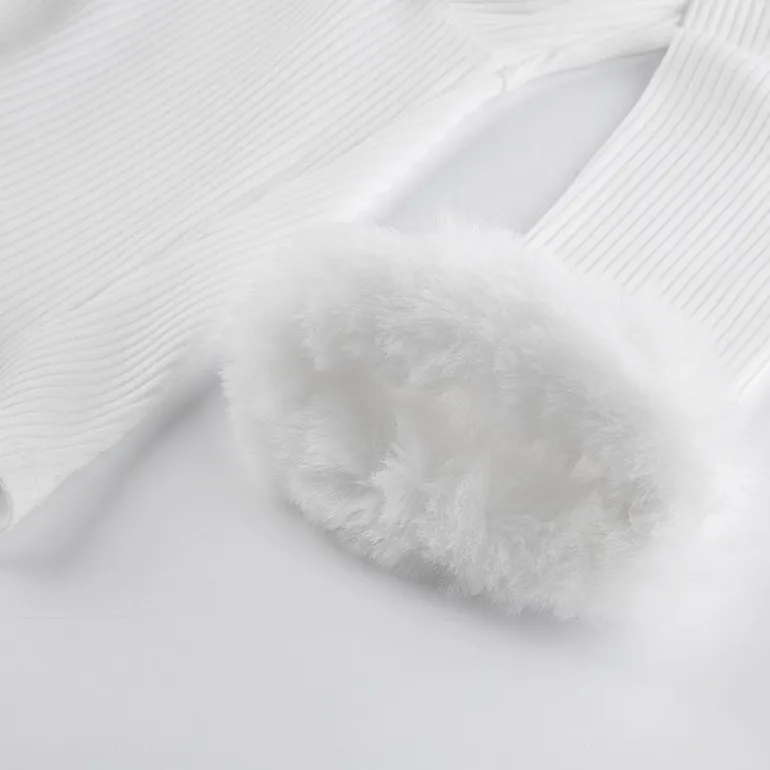 White Fur Trim Cardigan