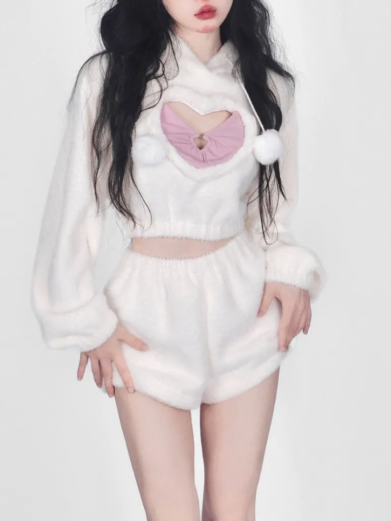 White Fuzzy Valentine Set